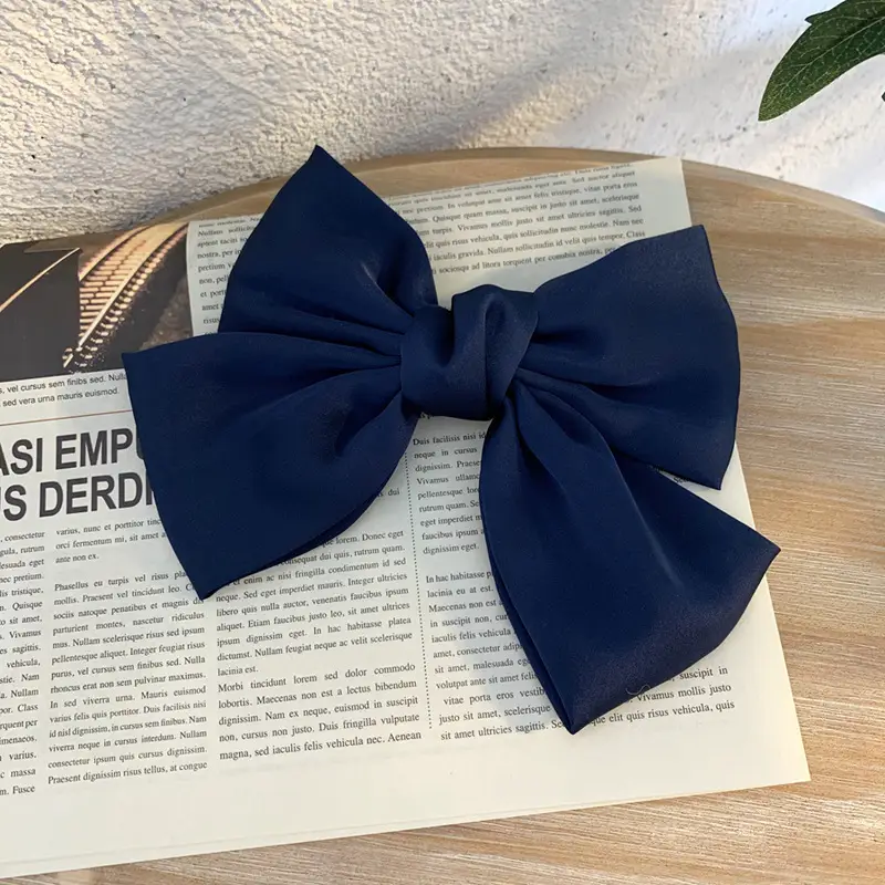 White Silk Bow Hairpin Ribbon Clip for Women - Image 44