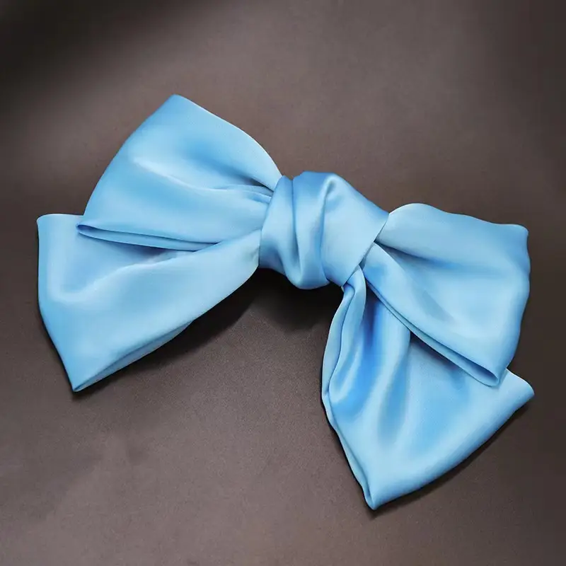 White Silk Bow Hairpin Ribbon Clip for Women - Image 47