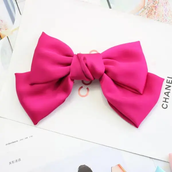 White Silk Bow Hairpin Ribbon Clip for Women - Image 49