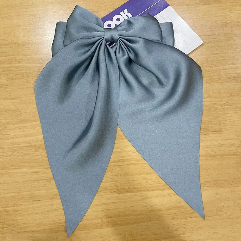 White Silk Bow Hairpin Ribbon Clip for Women - Image 24