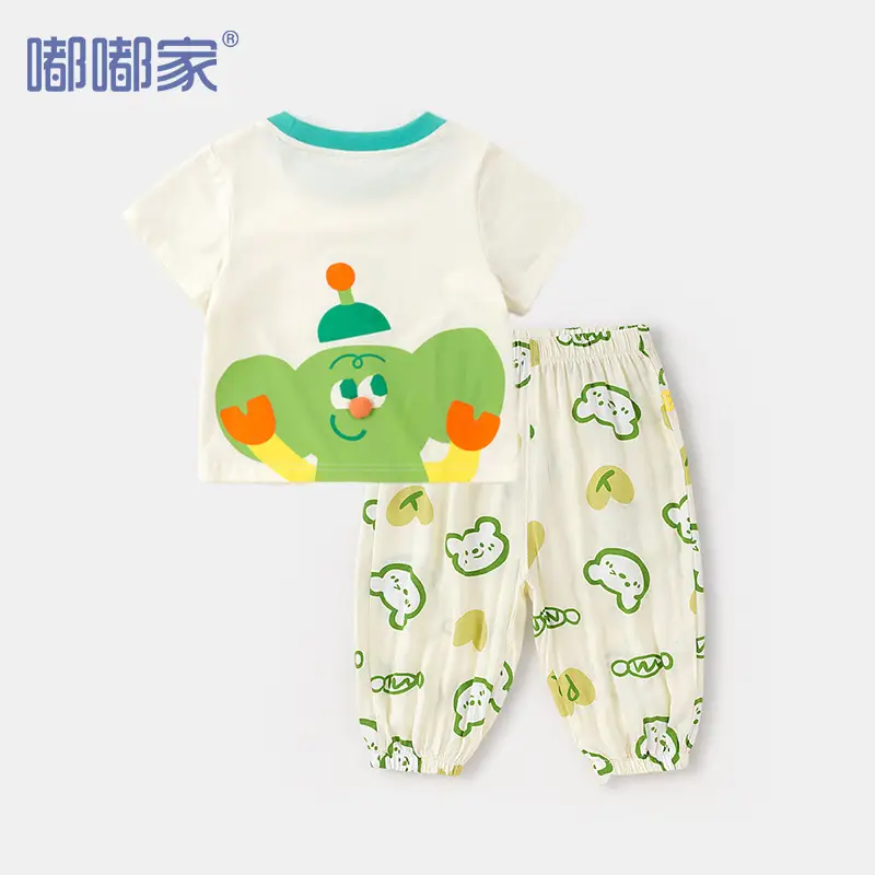 Baby Cartoon T-shirt White Green Summer Boys Girls - Image 10