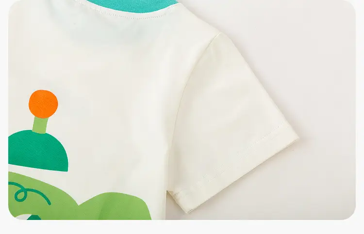 Baby Cartoon T-shirt White Green Summer Boys Girls — feature 14