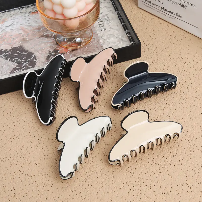 Three-layer French Hair Clip for Girls, Elegant Black & Beige Design - Image 7