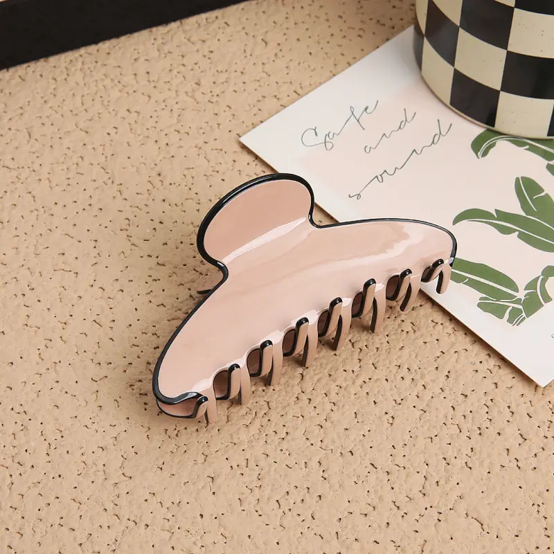 Three-layer French Hair Clip for Girls, Elegant Black & Beige Design - Image 3