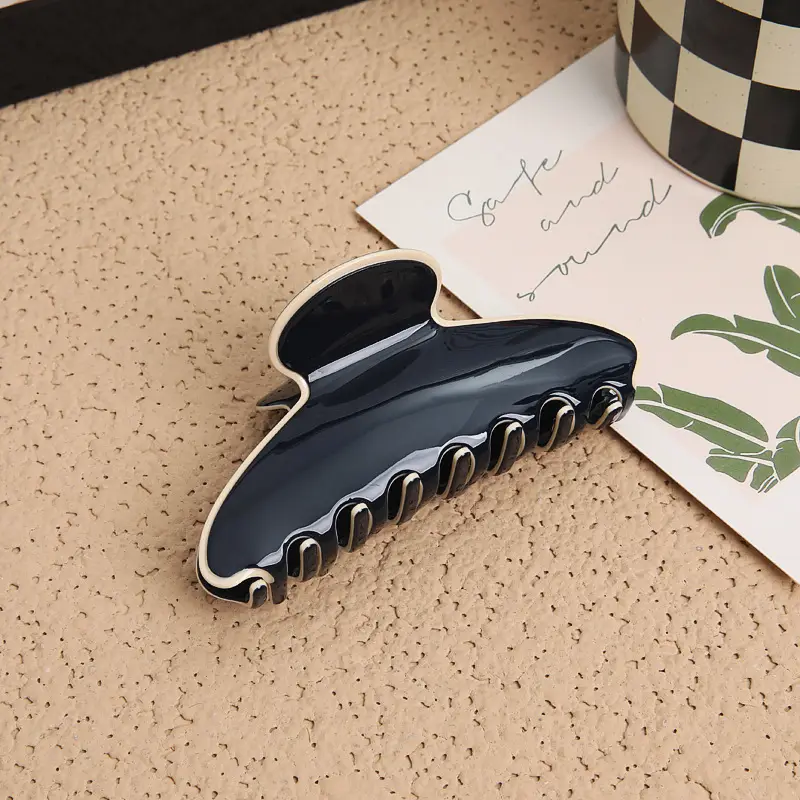 Three-layer French Hair Clip for Girls, Elegant Black & Beige Design - Image 4
