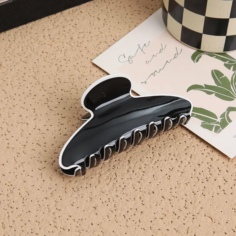 Three-layer French Hair Clip for Girls, Elegant Black & Beige Design - Image 5