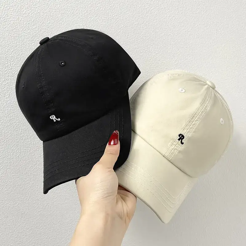 Women Baseball Cap Beige Embroidered Soft Top - Image 7