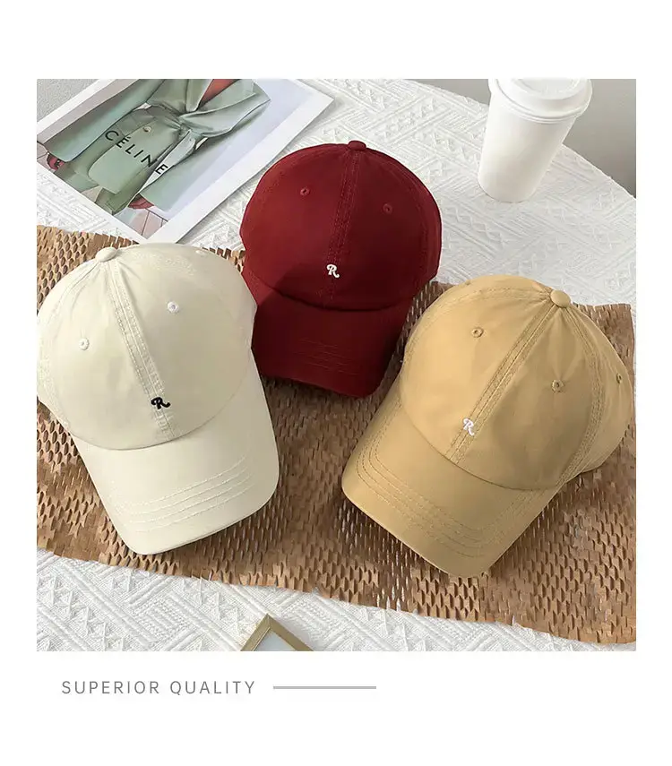 Women Baseball Cap Beige Embroidered Soft Top — feature 2