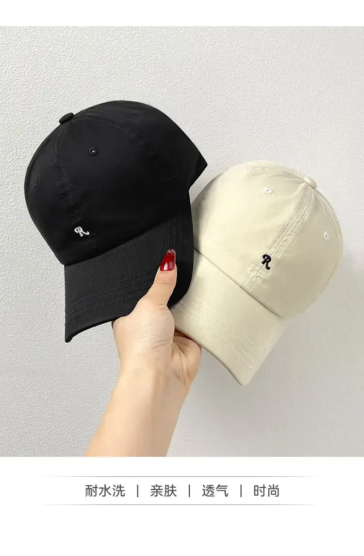 Women Baseball Cap Beige Embroidered Soft Top — feature 3