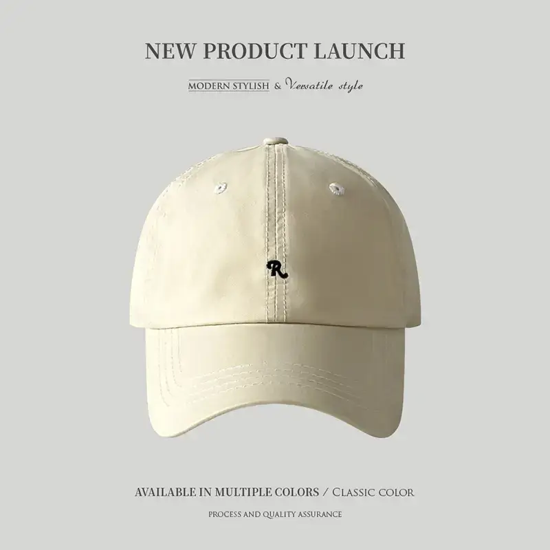 Women Baseball Cap Beige Embroidered Soft Top - Image 3