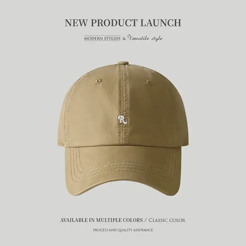 Women Baseball Cap Beige Embroidered Soft Top - Image 4