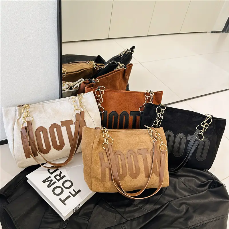 Women Shoulder Bag Hootto Brown Suede Large Capacity