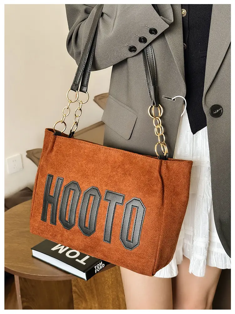 Women Shoulder Bag Hootto Brown Suede Large Capacity — feature 13