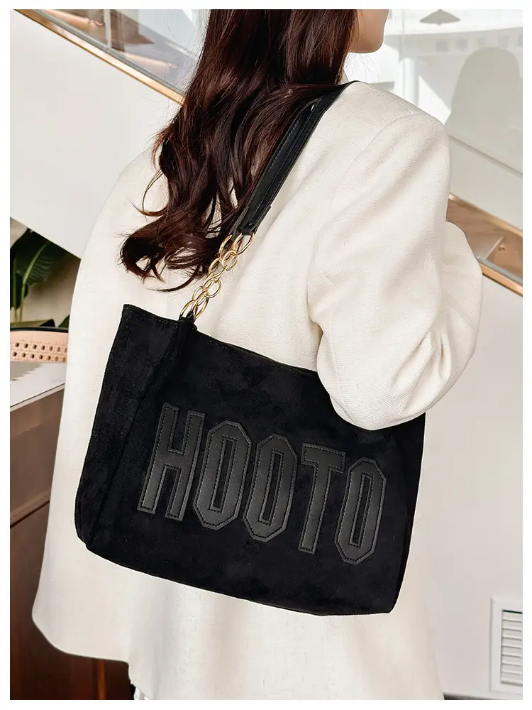 Women Shoulder Bag Hootto Brown Suede Large Capacity — feature 16