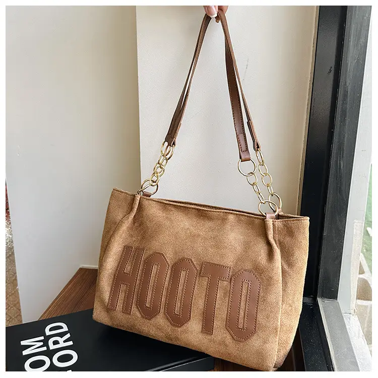 Women Shoulder Bag Hootto Brown Suede Large Capacity — feature 24