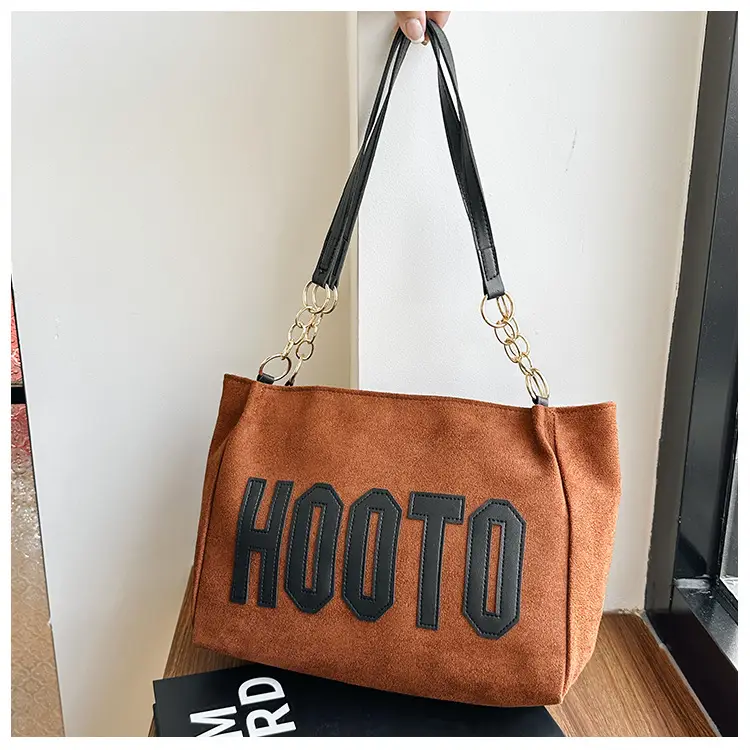 Women Shoulder Bag Hootto Brown Suede Large Capacity — feature 25