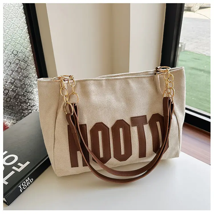 Women Shoulder Bag Hootto Brown Suede Large Capacity