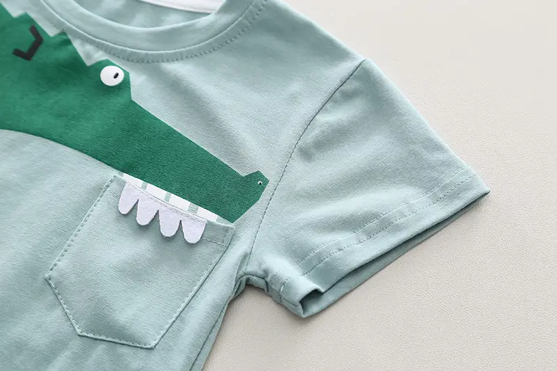 2024 Kids Cotton T-Shirt Shorts Set Mint Green — feature 20