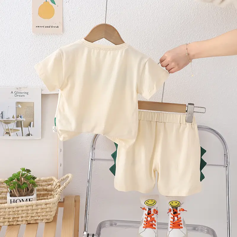 2024 Kids Cotton T-Shirt Shorts Set Mint Green — feature 5
