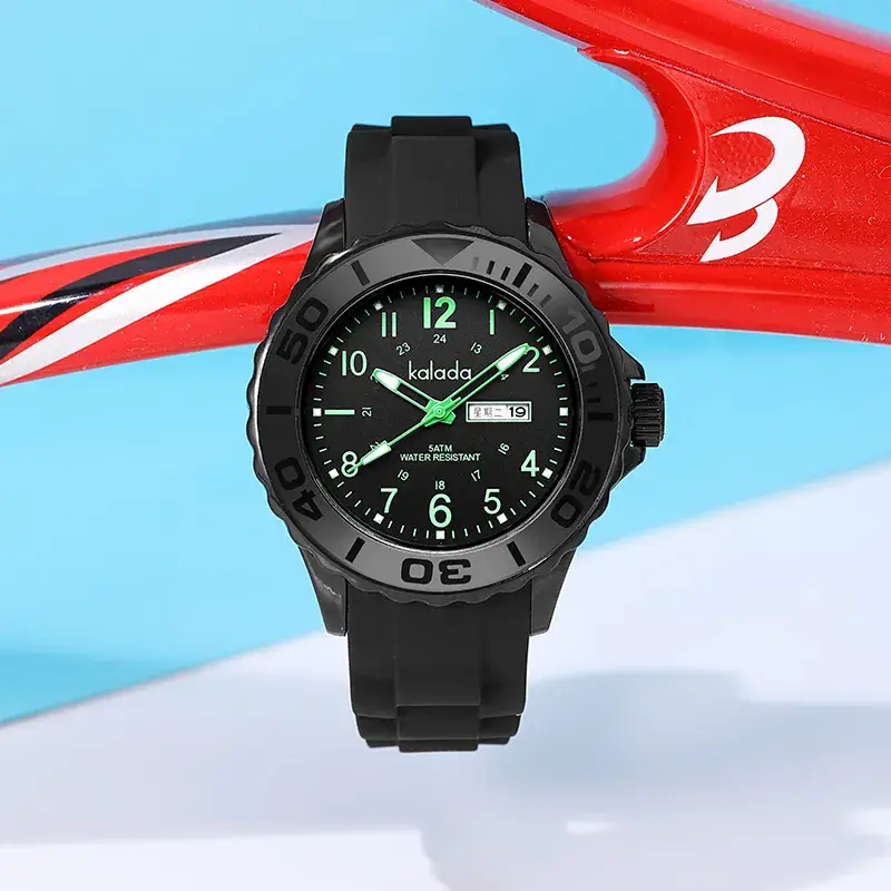 Luminous Waterproof Couple Watch Black Silicone Strap