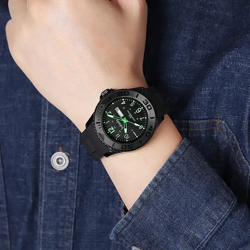 Luminous Waterproof Couple Watch Black Silicone Strap