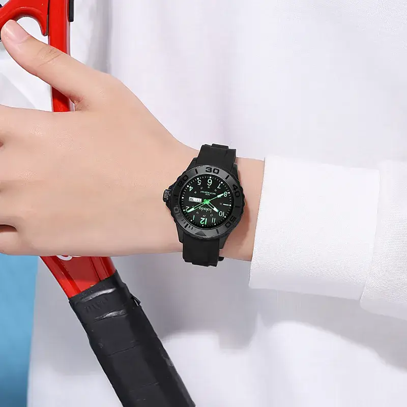 Luminous Waterproof Couple Watch Black Silicone Strap