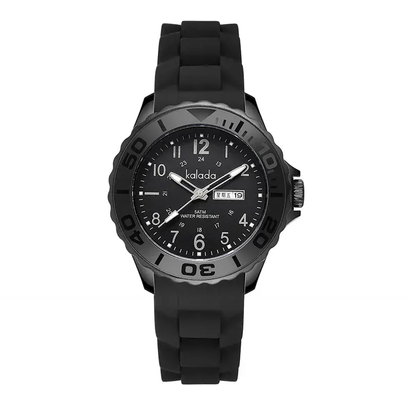 Luminous Waterproof Couple Watch Black Silicone Strap