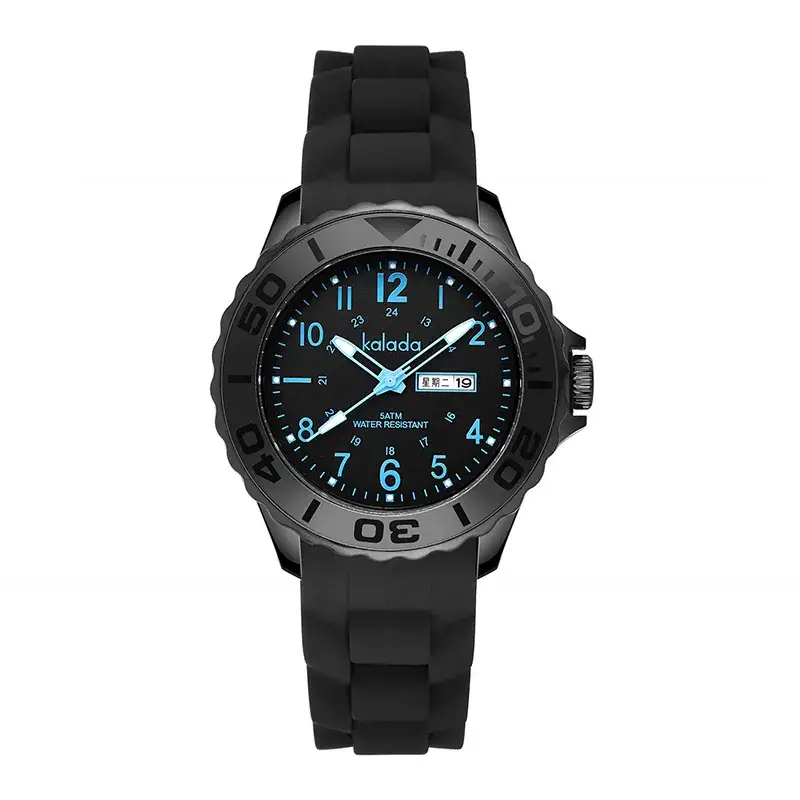 Luminous Waterproof Couple Watch Black Silicone Strap