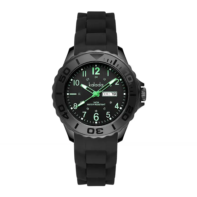 Luminous Waterproof Couple Watch Black Silicone Strap