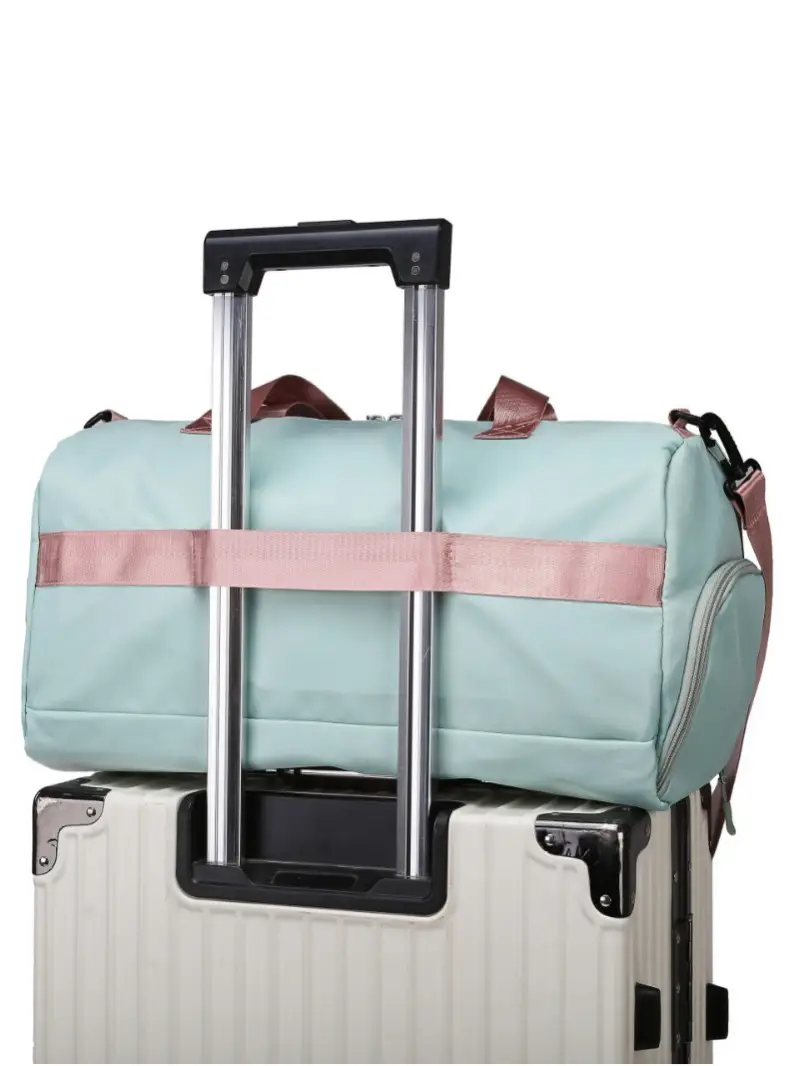 Pink Women's Sports Travel Bag with Water Repellent Design - Image 9