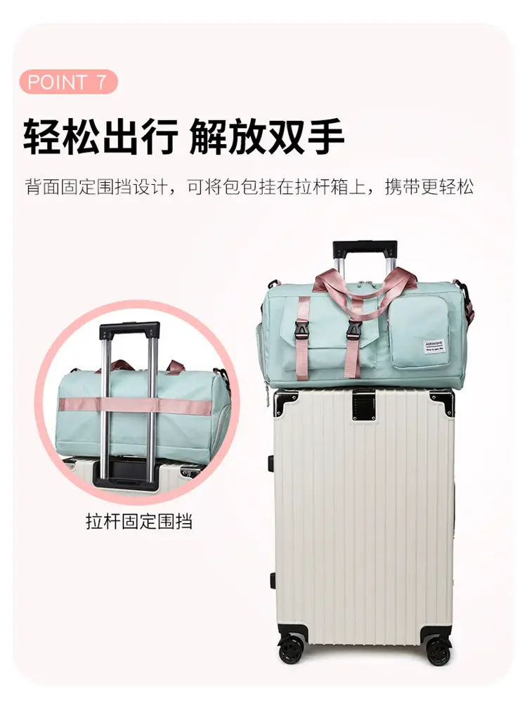 Pink Women's Sports Travel Bag with Water Repellent Design — feature 14