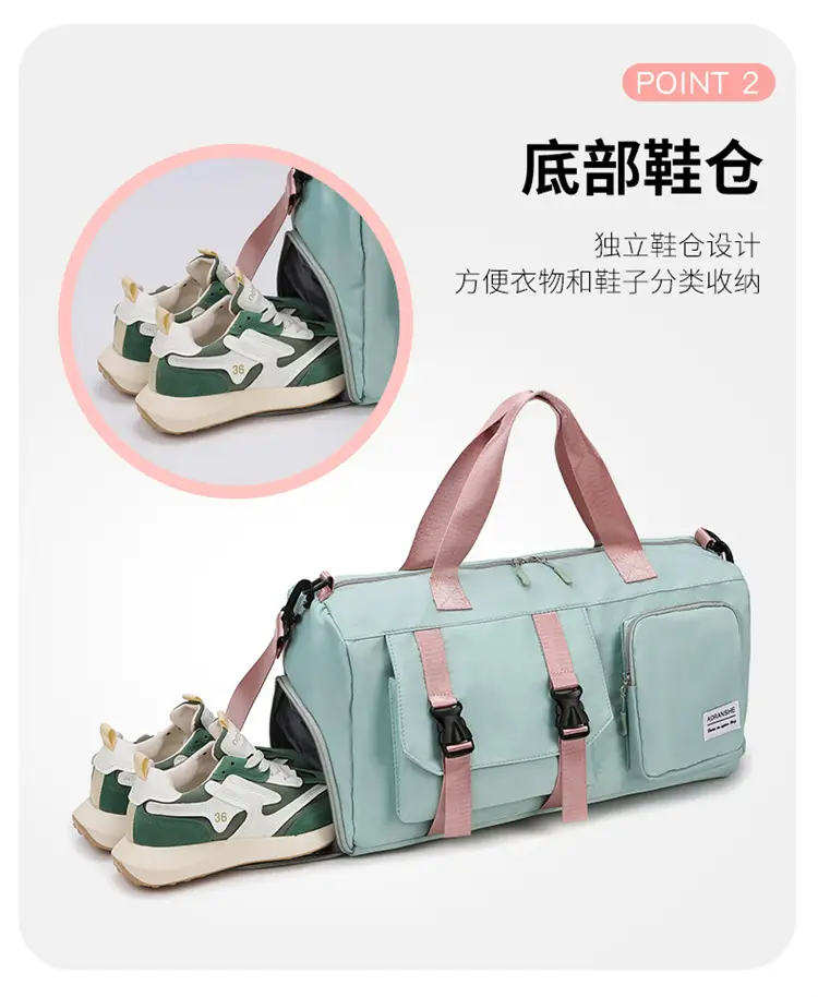 Pink Women's Sports Travel Bag with Water Repellent Design — feature 16