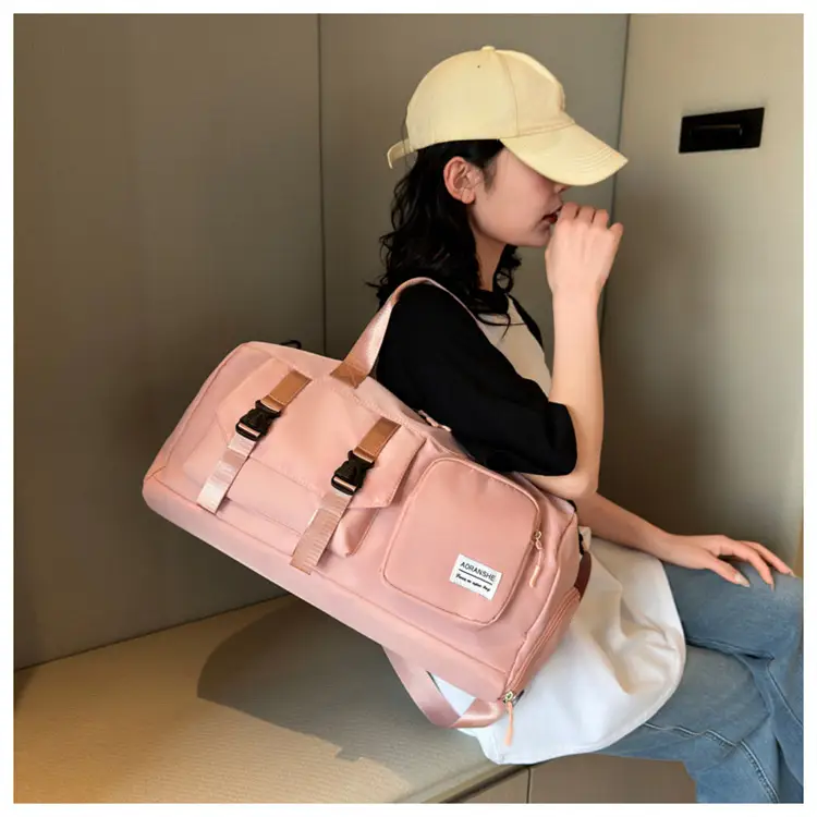 Pink Women's Sports Travel Bag with Water Repellent Design — feature 30