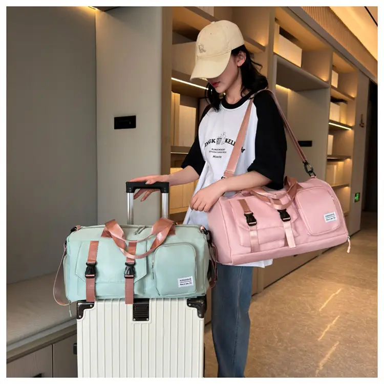 Pink Women's Sports Travel Bag with Water Repellent Design — feature 31