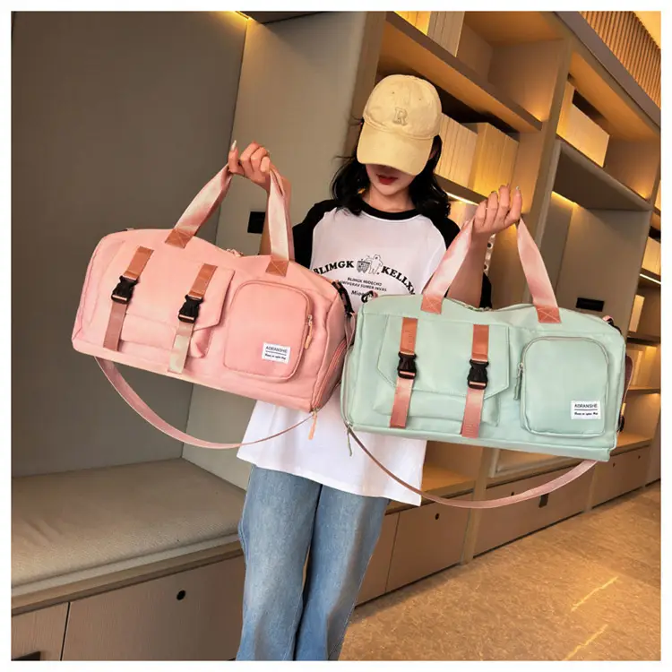 Pink Women's Sports Travel Bag with Water Repellent Design — feature 4
