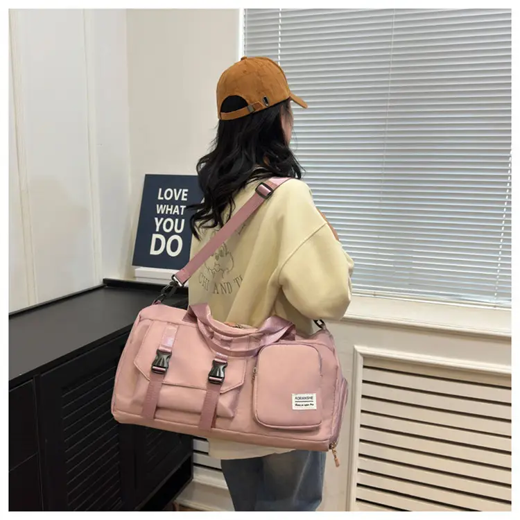 Pink Women's Sports Travel Bag with Water Repellent Design — feature 41