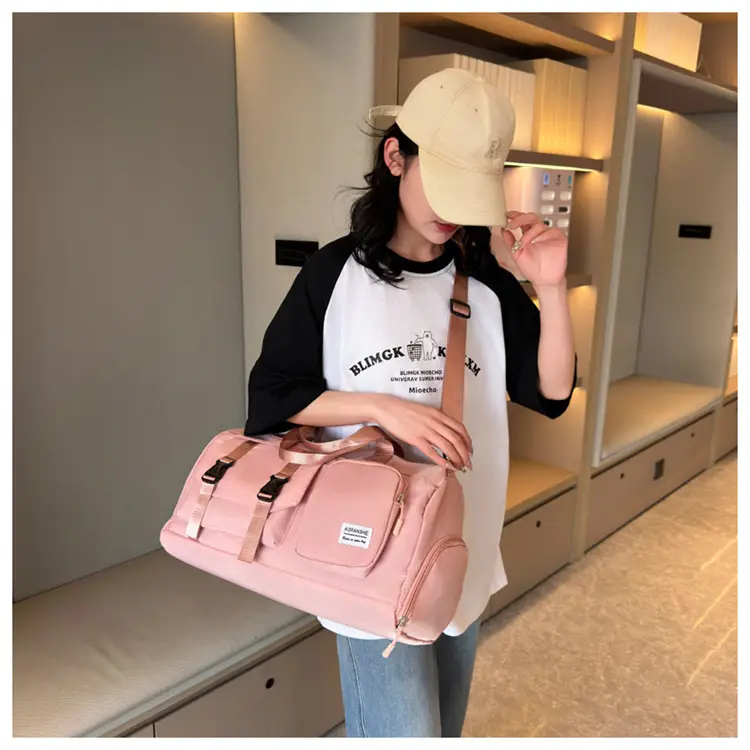 Pink Women's Sports Travel Bag with Water Repellent Design — feature 5