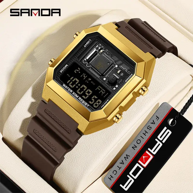 Sanda Green Digital Square Watch 24H - Image 9