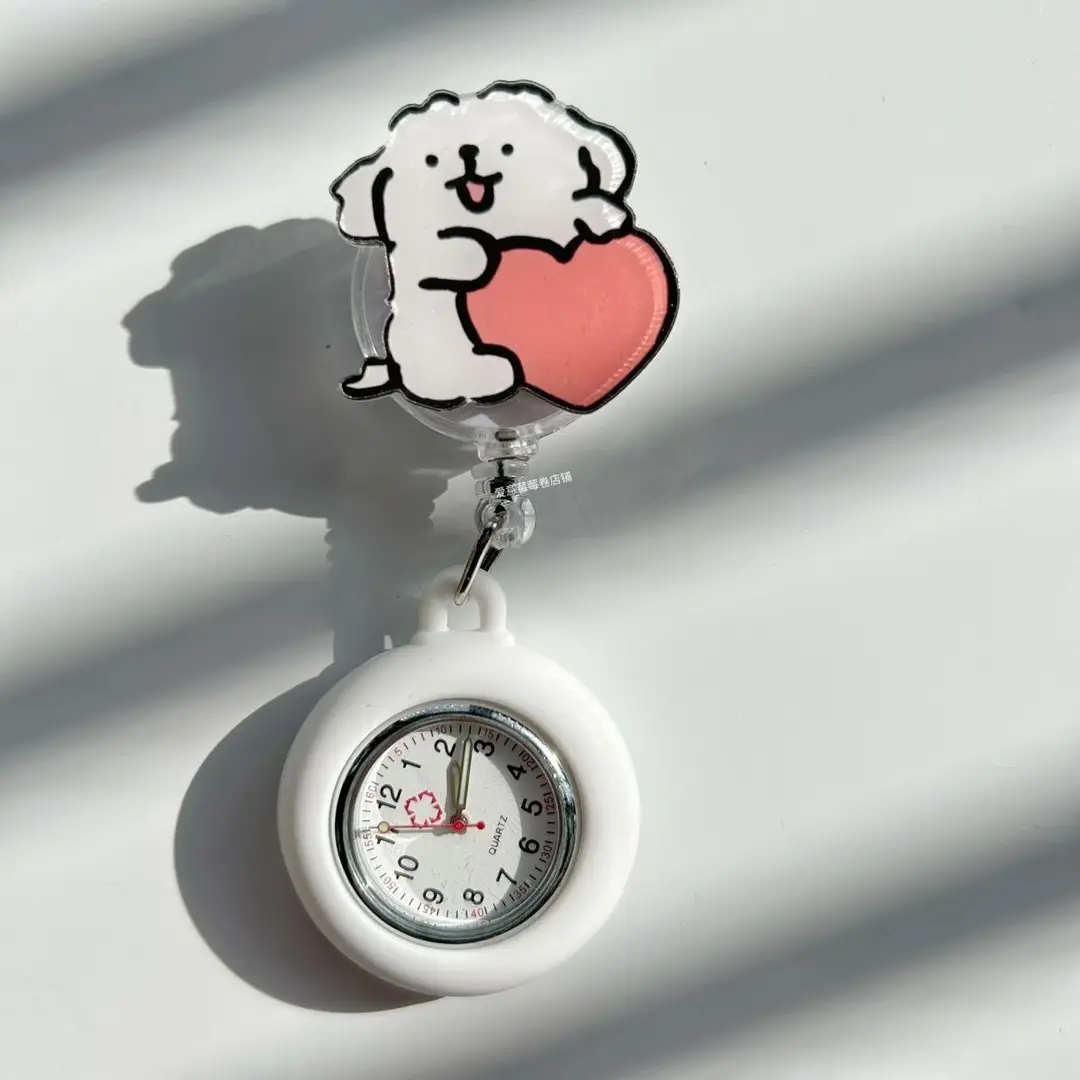 Cartoon Stretchable Nurse Hanging Watch Cute Chest Watch Buckle Student Exam Doctor Pocket Watch Luminous Watch