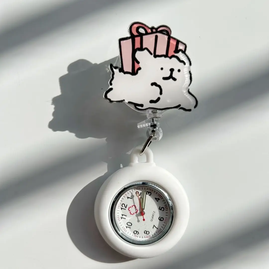 Cartoon Stretchable Nurse Hanging Watch Cute Chest Watch Buckle Student Exam Doctor Pocket Watch Luminous Watch