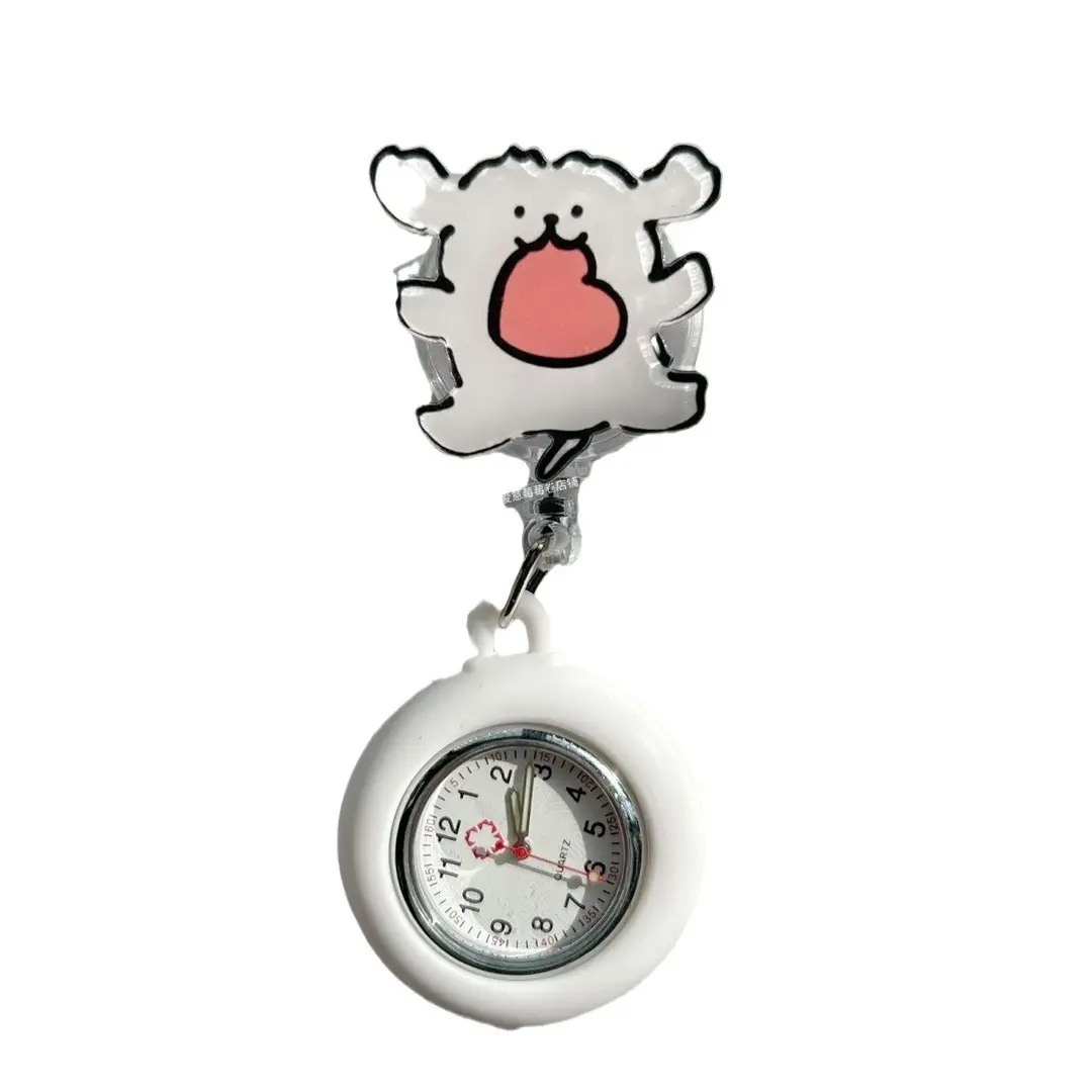 Cartoon Stretchable Nurse Hanging Watch Cute Chest Watch Buckle Student Exam Doctor Pocket Watch Luminous Watch