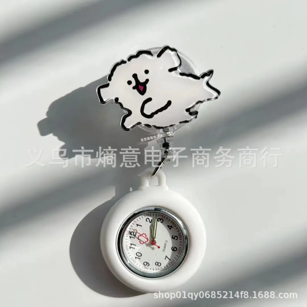 Cartoon Stretchable Nurse Hanging Watch Cute Chest Watch Buckle Student Exam Doctor Pocket Watch Luminous Watch