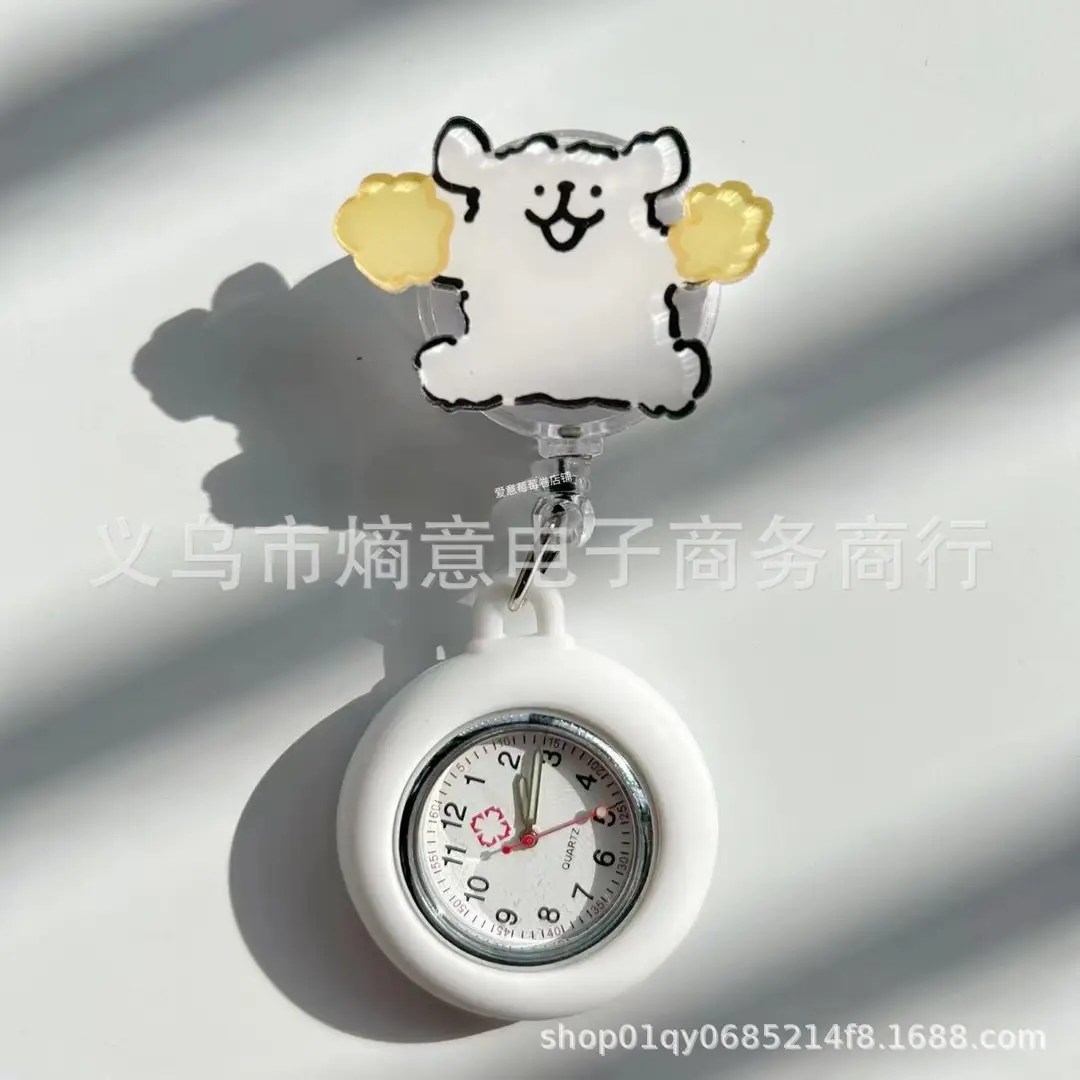 Cartoon Stretchable Nurse Hanging Watch Cute Chest Watch Buckle Student Exam Doctor Pocket Watch Luminous Watch