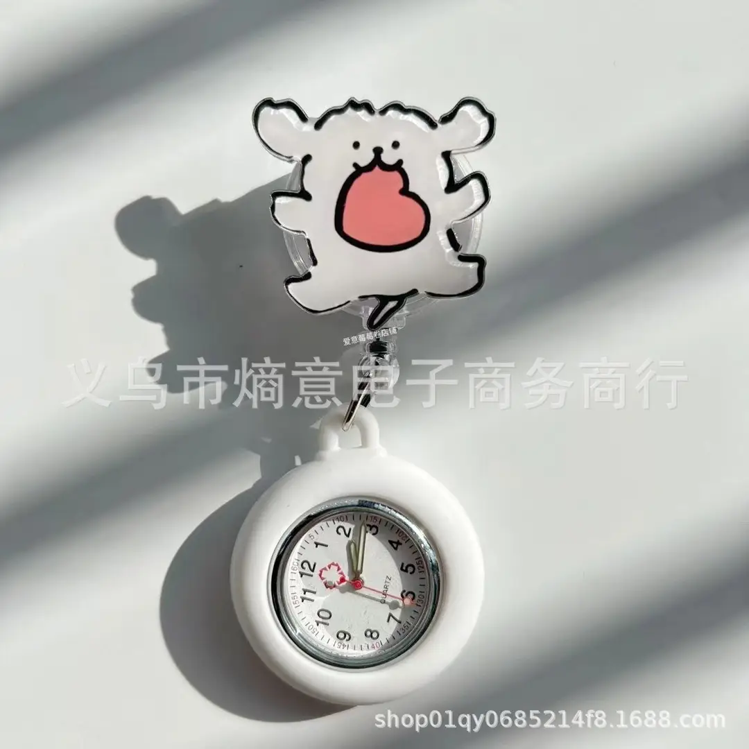 Cartoon Stretchable Nurse Hanging Watch Cute Chest Watch Buckle Student Exam Doctor Pocket Watch Luminous Watch