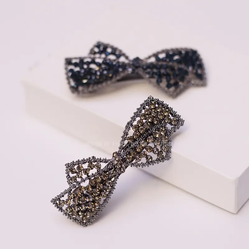 Women's Rhinestone Bow Half Tie Hair Clip - Image 3
