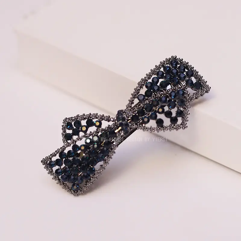 Women's Rhinestone Bow Half Tie Hair Clip - Image 5
