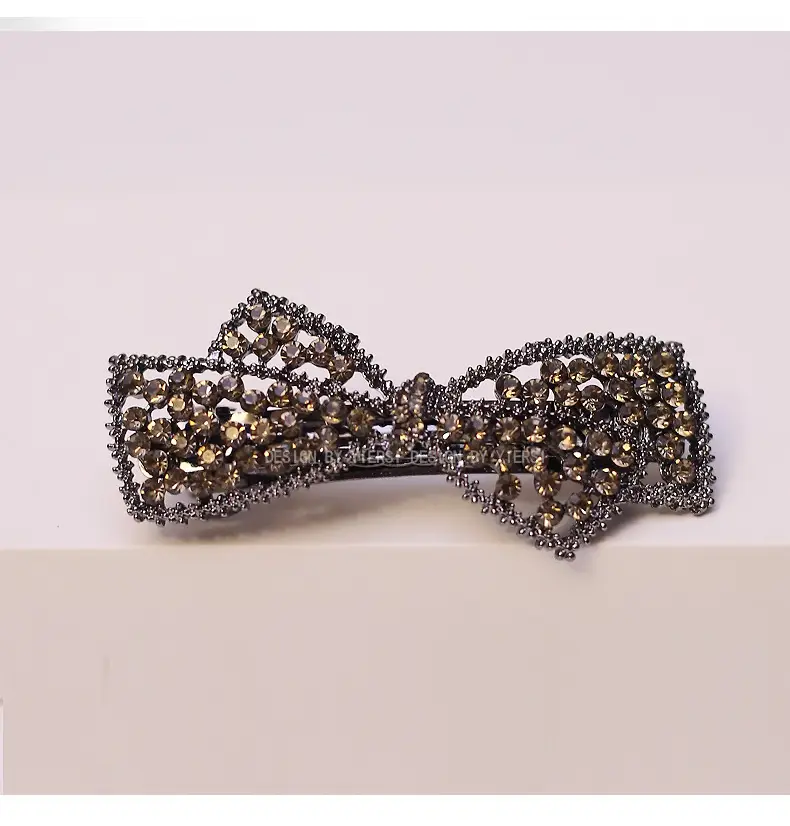 Women's Rhinestone Bow Half Tie Hair Clip — feature 5