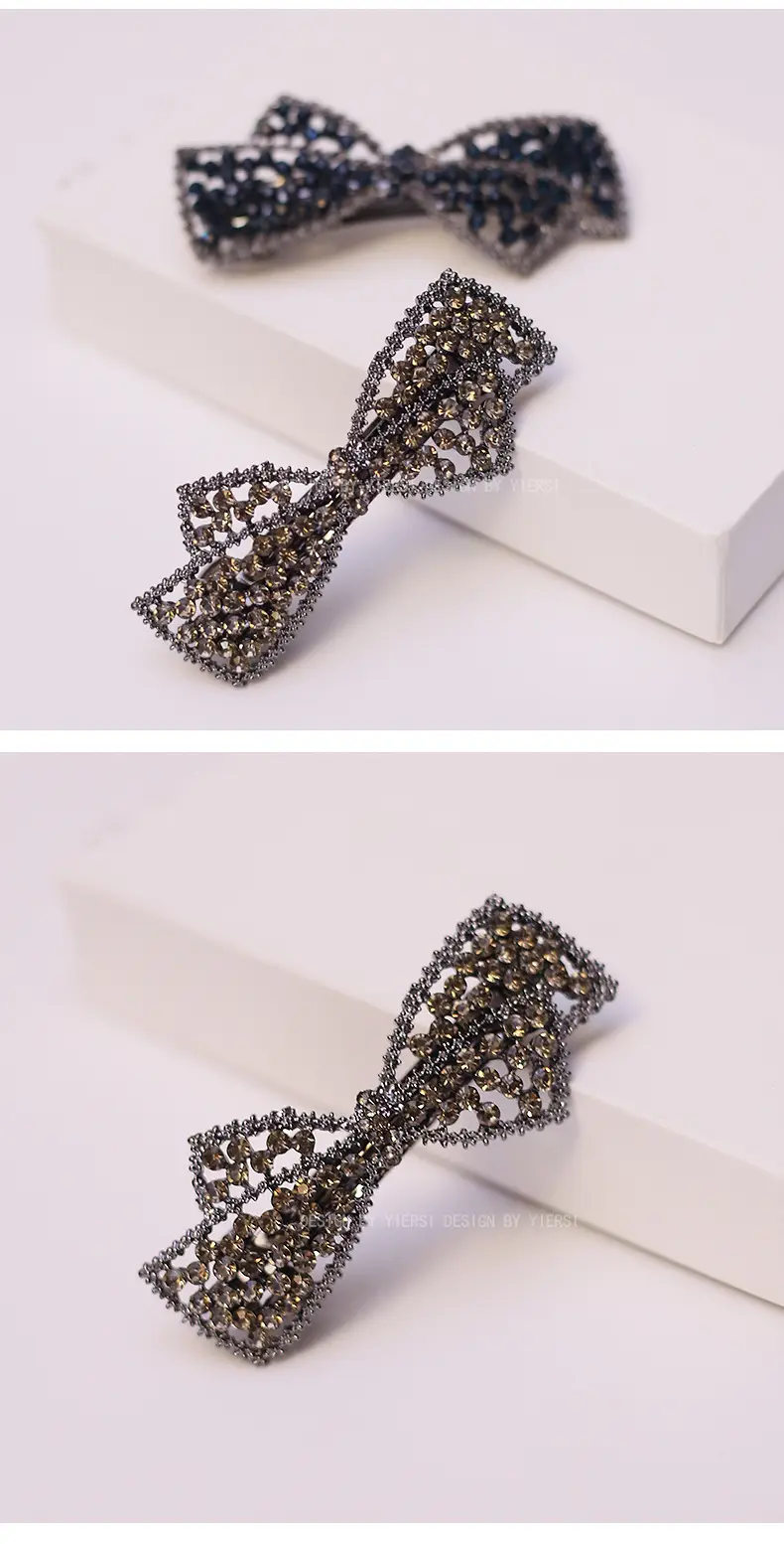 Women's Rhinestone Bow Half Tie Hair Clip — feature 7