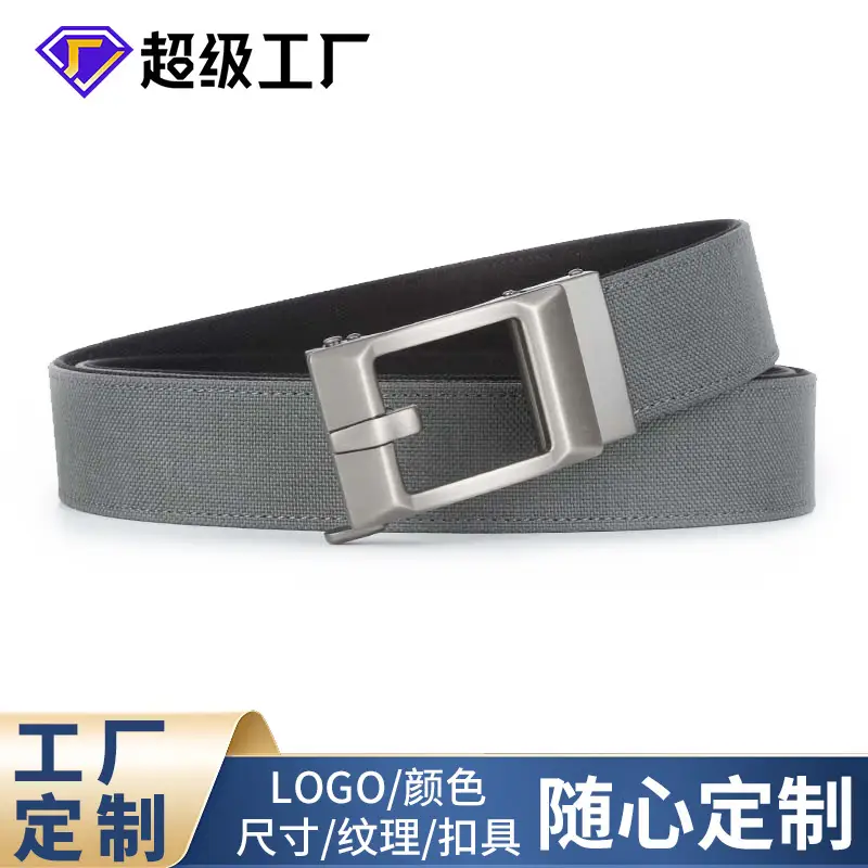 Men's Grey Nylon Belt with Silver Buckle