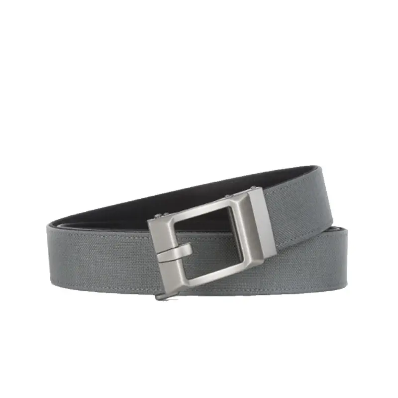 Men's Grey Nylon Belt with Silver Buckle